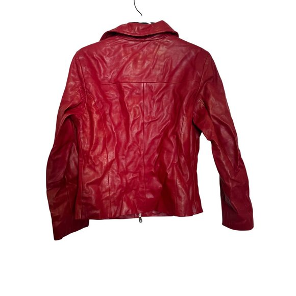 Saguaro Genuine Leather Womens Jacket Small Red Zip Front - Picture 2 of 10